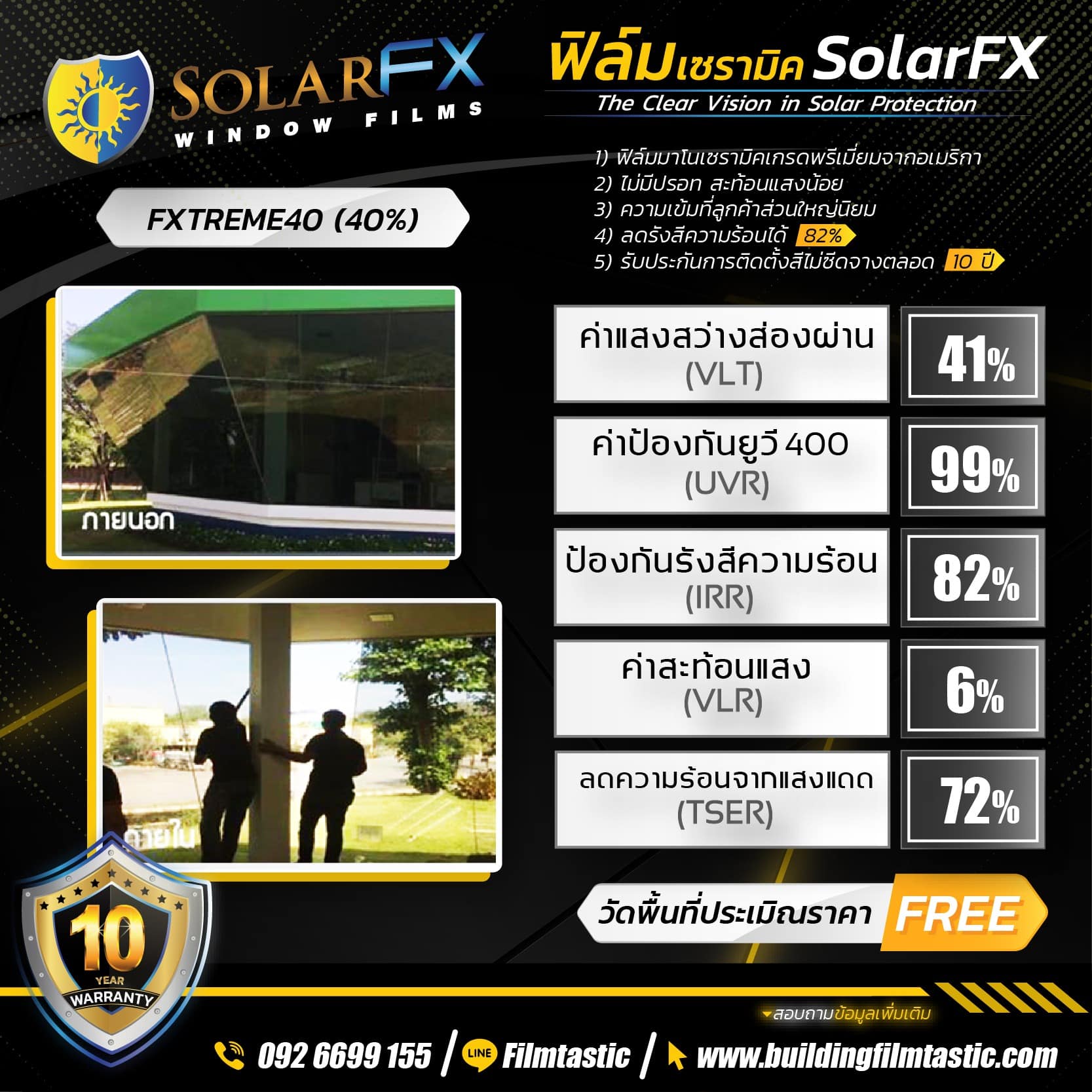 ฟิล์มติดอาคารเซรามิค SolarFX เบอร์40